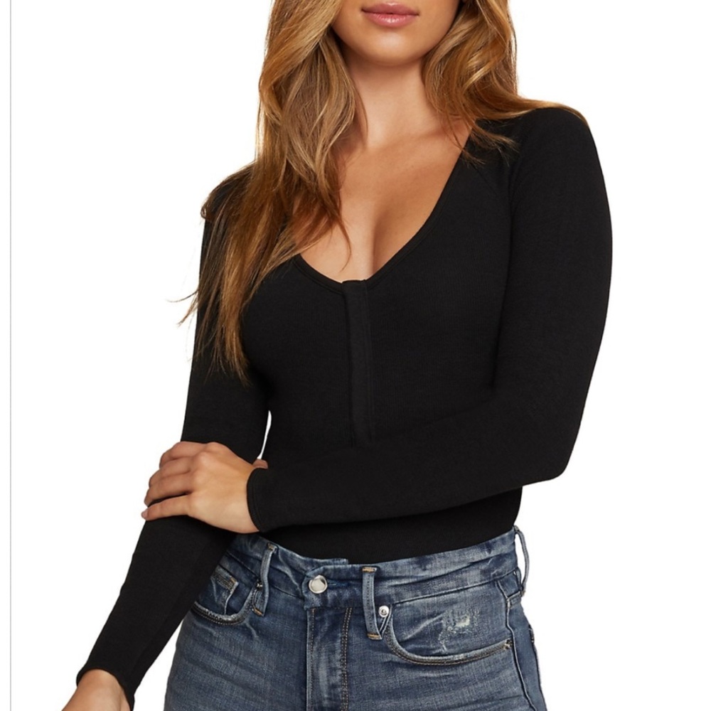NWT Good American The Feel Good Henley Bodysuit